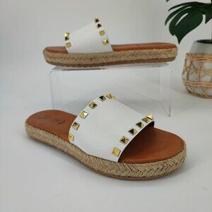 Giulia Palai Women's White Leather Slip On Sandals Size 9